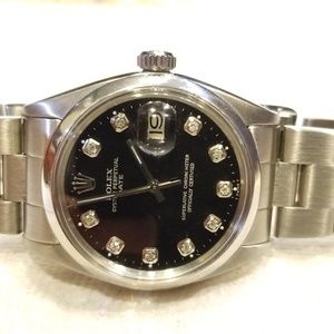 Rolex Date 34mm Black Diamond Dial